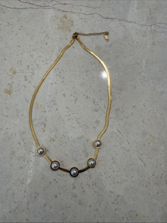 Jewelry - Gold Pearl Station Necklace - Elegant Women's Jewelry